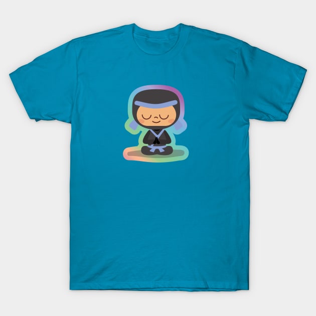 Blue Ninja in Rainbow T-Shirt by Language Ninjas